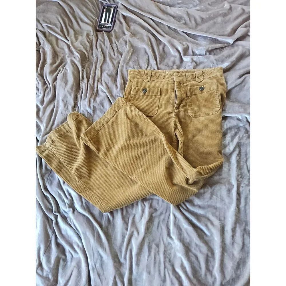 Free People Women Size 8 Flared Corduroy Pants Gold